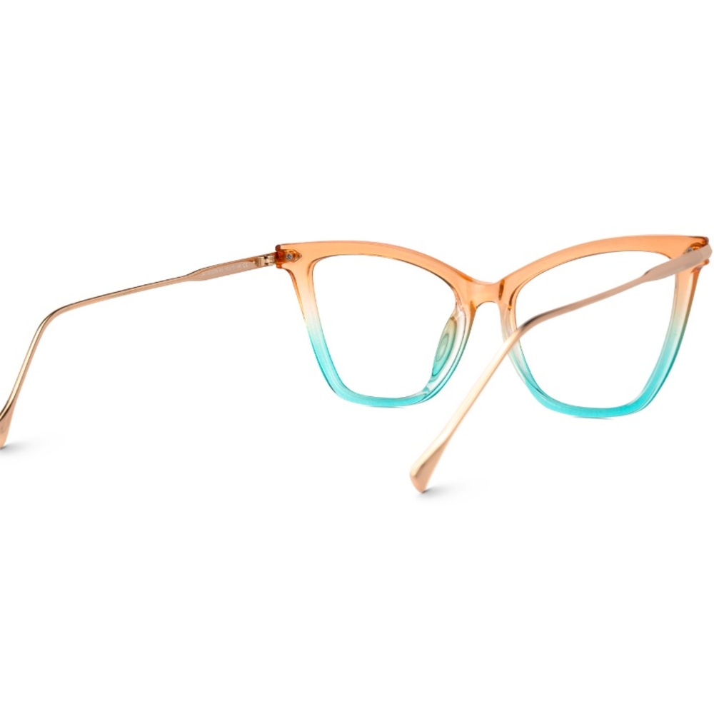 ZEELOOL-5.00 Prescription Ombré Mint Green>Peach Fashion Glasses - Picture 6 of 6